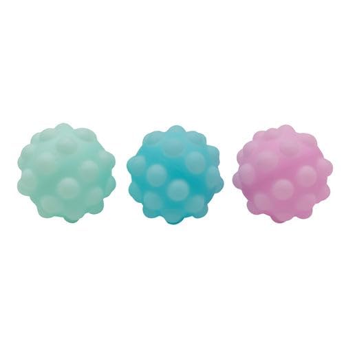 Raymond Geddes Glow in The Dark Pop Ball (Pack of 12) - Colorful Squeeze Balls for Kids – Lamp/Sun Rechargeable Glowing Pop It Balls