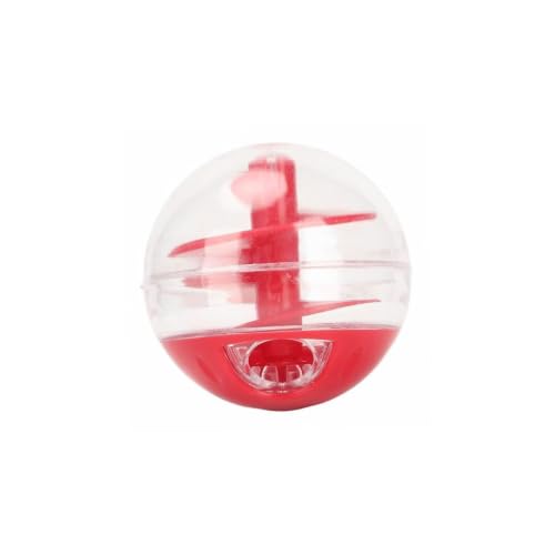 Spiral Pet Treat Dispenser Ball Toy for Cats, Adjustable Portion Puzzle Slow Feeder, Interactive Cat Treat Ball, Bite Resistant Self Entertainment IQ Toy for Indoor Kitten Training Mental Stimulation - color: red