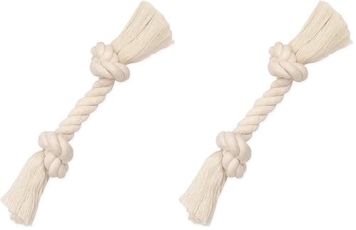 Mammoth Pet Products Dog,Flossy Chews 100-Percent Cotton White Rope Bone, Large, 14-Inch (10006V) (Pack of 2) - size: Large (14 in) (Pack of 2), style: 2 Knot Rope Bone