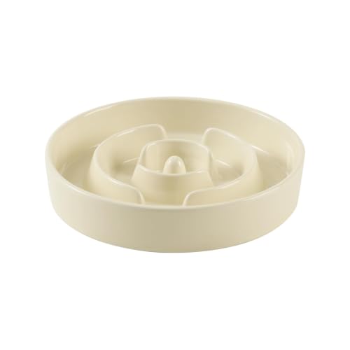 Havniva Ceramic Slow Feeder Dog Bowls, 7.3 in Slow Feeder for Small Breed - color: Light Yellow