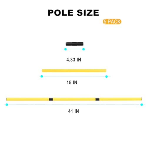 5 Pack Replacement Poles for Dog Agility Jumps Equipment Set, 41 Inches Long Each, No Cones