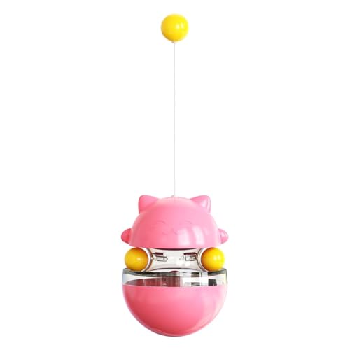 Interactive Cat Toy for Indoor Cats Wobble Treat Dispenser Ball (Pink) - color: Pink