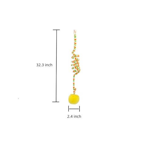 3Pcs Cat Spring Toys with Ball Hanging Kitten Toys Pets Interactive Toy Cat Ball Toys with Bell Long Tail Elastic Soft Plush Cat Toys for Indoor Kitten and Cats (yellowbluegreen, 3pcs) - color: yellowbluegreen, size: 3pcs