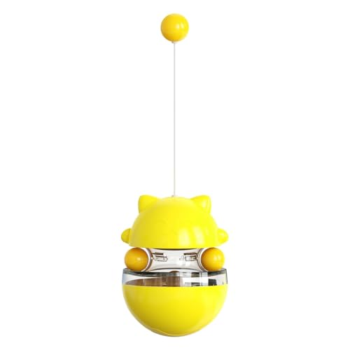 Interactive Cat Toy for Indoor Cats Wobble Treat Dispenser Ball(Yellow) - color: Yellow