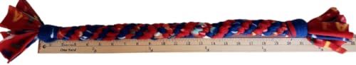 Dog Puppy Tug Pull Toy Rope Play Durable Interactive Entertaining Heavy Duty Fleece Square Braid by Knots SO Fast (Red) - color: Red