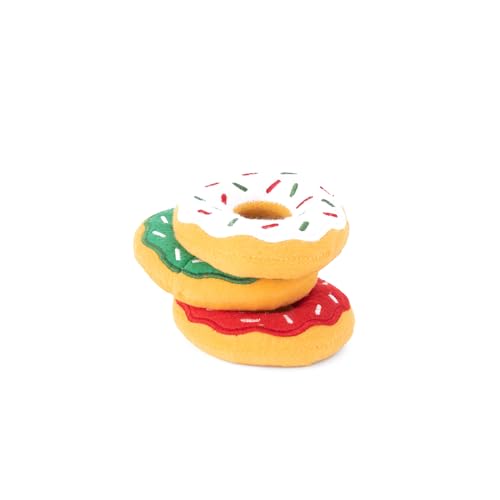 ZippyPaws Burrow Replacement Miniz Enrichment Squeaky Toy - Holiday Donutz - style: Holiday Donutz (3-pack)