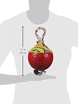 Jolly Pets Romp-N-Roll Rope & Ball Dog Toy, 6 in Medium, Red - color: Red, size: Medium (6 in)
