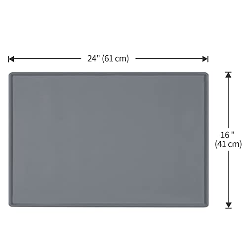 Silicone Dog Food Mat Waterproof Pet Feeding Tray for Small Medium Dogs - color: Grey, size: 24"L x 16"W