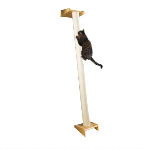 SHENGOCASE Modern 78.7“ Tall Leaning Cat Tree Tower Scratching Post Pillar with Bed Perch, Wall Mounted Cat Shelves for Window (Sisal Cover) - color: White A