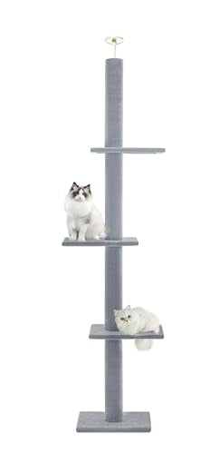 Max & Marlow 95-108" Floor to Ceiling Cat Tree for Indoor Cats, Light Grey - color: Light Grey