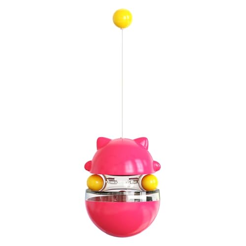 Interactive Cat Toy for Indoor Cats Wobble Treat Dispenser Ball(Rose Red) - color: Rose Red