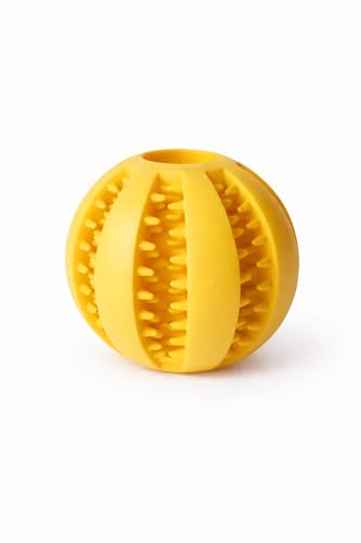 Dog Treat Ball for Small Dogs – Interactive Chew Toy, Teeth Cleaning & Mental Stimulation, Durable Rubber Treat Dispensing Toy - color: Yellow, size: Small