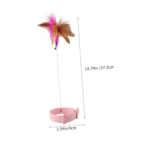 SUPVOX 2-Pack Hands- Feather Collar Toy : Adjustable Silicone Teaser Wand for Indoor Cats - Self-Play Interactive Kitten Toy with Bell