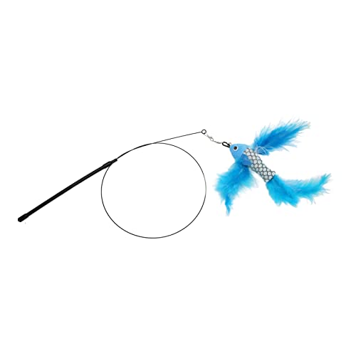 VINGVO Suction Cup Cat Toys for Indoor Cats, Cat Toy Handheld Teaser Wand Toy Interactive Cat Toy Hanging Door Kitten Toys for Kitty Kitten Scratching Exercise Indoor (Blue