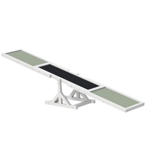 PawHut Wooden Dog Agility Seesaw for Exercise 71" L x 12" W x 12" H White - color: White, size: 70.75" x 11.75" x 11.75"