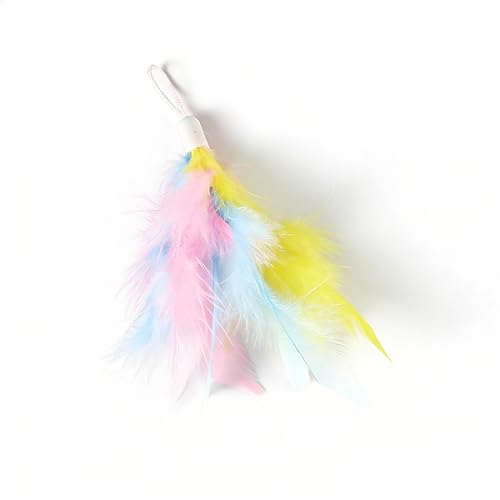 12 Pack Cat Feather Toy Refills,Natural Cat Wand Replacement Feathers with Bell,Colorfull Wand Attachment Feather Toys for Indoor Cats