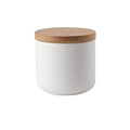 YYW Ceramic Food Storage Jar Canister with Airtight Wooden Lid, Modern Design Food Canisters Loose Tea Coffee Sugar Spice Nuts Snacks Seasonings Storage Jar Caddy (White 6.76oz/200ml) - color: White 7.03 oz/200 ml