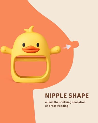 ChooKaChoo 2 Pack Baby Teething Toy for Over 3 Months, Food Grade Silicone Teething Mitten, Anti Dropping Wrist Hand Teethers Baby Chew Toys for Sucking Needs, BPA Free (Duckie) - color: Duckie