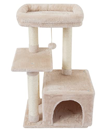 Cute Cat Tree Kitten Cat Tower Condo Cat Furniture Sisal Scratching Posts B - color: Beige