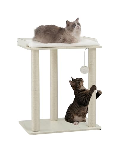 FourFurPets Modern Cat Tree for Large Cats, Full Sisal Cat Scratching Post - color: White, size: 22"L x 15.7"W x 26.7"H