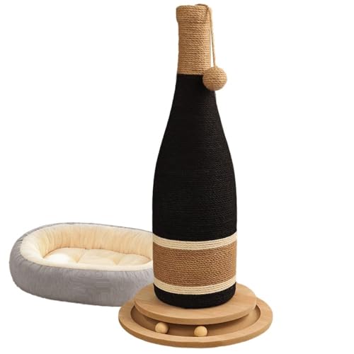 Natural Hemp Cat Scratcher & Post with Bonus 20x15 Pet Bed - size: Champagne Bottle