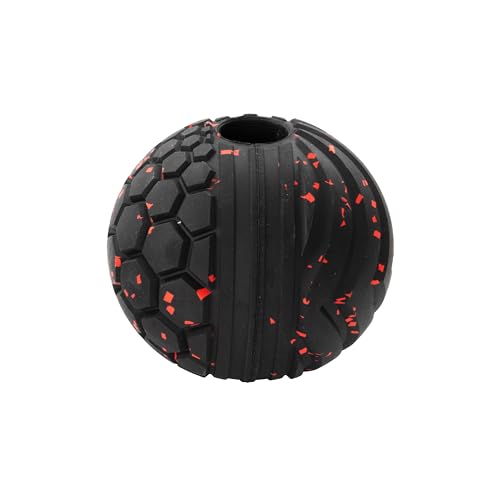 Chew King Supreme Durable Rubber Dog Ball for Aggressive Chewers, Treat-Dispensing Heavy-Duty Chew Toy with Safety Air Vent, Interactive Dog Toy for Training & Enrichment, Medium 3" Fetch Ball - color: B) Medium 3" Ball