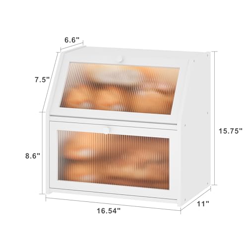 White Bread Box, Extra Large Bamboo Wood Bread Box, White Bread Storage Container - color: White, size: Extra Large