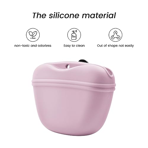 AUDWUD Silicone Dog Treat Pouch with Clicker Magnetic Closure Secure Clip - color: Peach Pink, size: 1 Pack