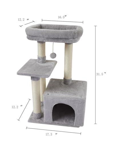Cute Cat Tree Kitten Cat Tower Condo Cat Furniture Sisal Scratching Posts G - color: Grey