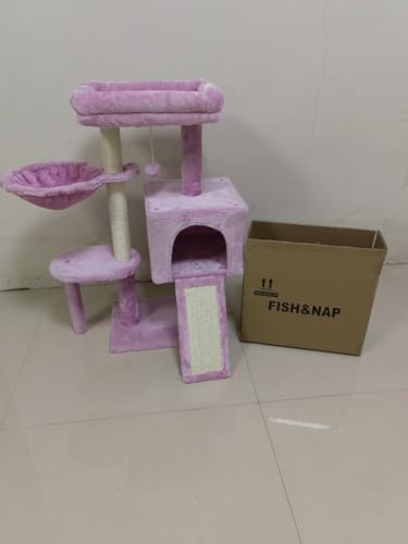 Cute Cat Tree Kitten Cat Tower Condo Furniture Scratching Posts Hammock - color: Pink