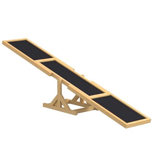 Havemies 71 Inch Wooden Dog Agility Seesaw with Anti-Slip Surface,Outdoor Training Teeter - color: Yellow
