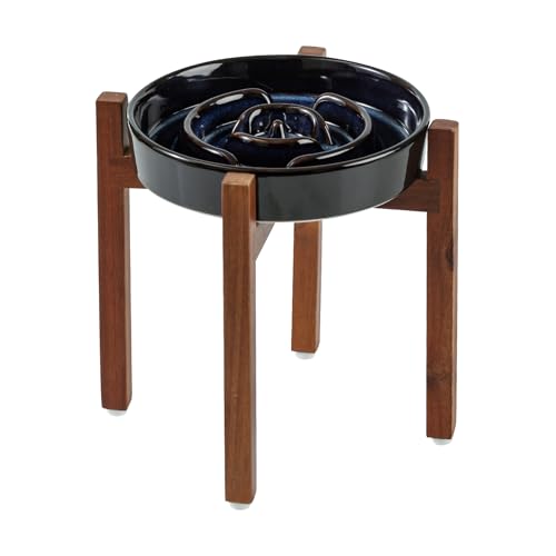 Havniva Raised Slow Feeder Dog Bowls, Elevated Dog Bowls Slow Feeder - color: 1 x Starry Sky + Stand - A, size: L- 8.2inch / 1.6 Cups