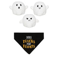 Bundle of Pearhead Plush Squeaky Ghost Dog Toys, Set of 3 + Trick or Treat Bandana - S/M - color: Halloween Dog Toys and Bandana, size: One Size