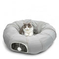 AUOON Cat Tunnel with Bed for Kitten Puppy Rabbit Ferret, Light Grey - color: Light Grey