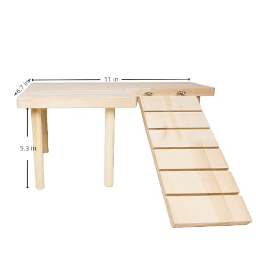 Wooden Hamster Platform for Hamster Cage Accessories Climbing Toys Dwarf Syrian Hamster Gerbil Rat Mice Degus or Other Small Pets (Rectangle)