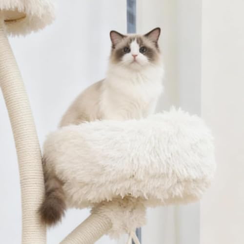 Modern Cat Tree Tower for Indoor Cats, 70" Multi-Level Cat Tower with Plush Perches, Hanging Basket Hammock, Sisal Scratching Posts and Cozy Resting Spaces for Multiple Cats
