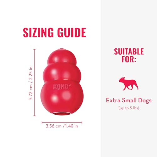 KONG Classic Stuffable Dog Toy - Fetch & Chew Toy for Dogs - Treat-Filling Capabilities & Erratic Bounce for Extended Play Time - Durable Natural Rubber Material - for Extra Small Dogs (Pack of 2) - size: X-Small (Pack of 2)