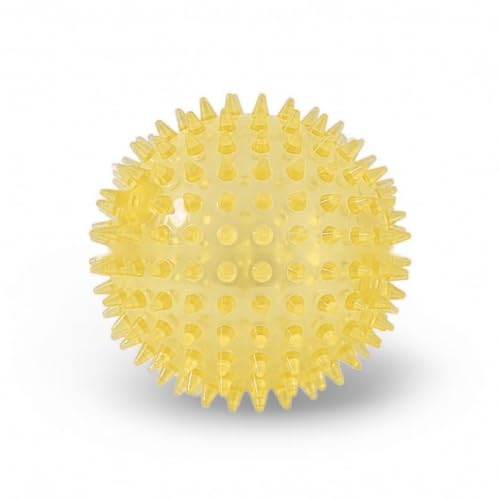Squeaky Spiky Dog Ball for Teeth Cleaning & Gum Massage 2.5 Inch Small Medium Dogs Yellow | Spiny TPR Rubber Chew Toy for Fetch Play Interactive Bouncy Dental Ball Durable BPA Free Nontoxic Floats - size: Yellow Ball 1-Pack