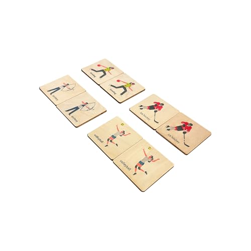 Wooden Sportsman/Sportswoman Memory Game | Montessori Wooden Athlete Flash Cards | Homeschool Activity | Gift for Grandson | Gift for Kid (4.5x4.5cm) - size: 1.8x1.8"(4.5x4.5cm), style: Sports