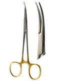 ArTLaB-Dog Pet Ear/Nose Hair Puller Grooming and Tick Removing Hemostat Locking Forceps Pliers, 5.5" (14cm), Straight Curved Forceps (Curved Gold Ring 5.5") - style: CURVED GOLD RING 5.5"