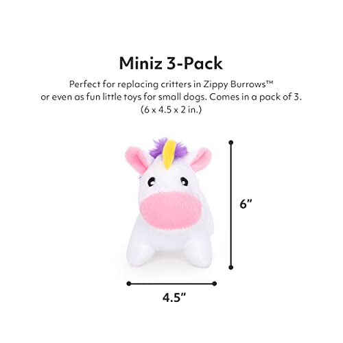 ZippyPaws Burrow Replacement Miniz Squeaky Toy for Enrichment - Unicorns - style: Unicorns (3-pack)