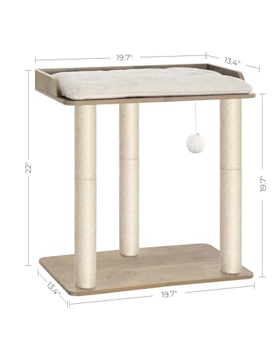 FourFurPets Modern Cat Tree for Large Cats, Full Sisal Cat Scratching Post - color: Greige, size: 19.7"L x 13.4"W x 22"H