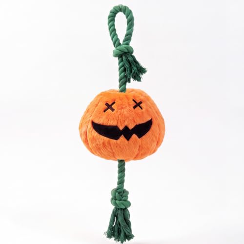 Halloween Fall Pumpkin Squeaky Tug Rope Dog Toys for Small & Medium Dogs - style: Halloween Jack-o-lantern Pumpkin