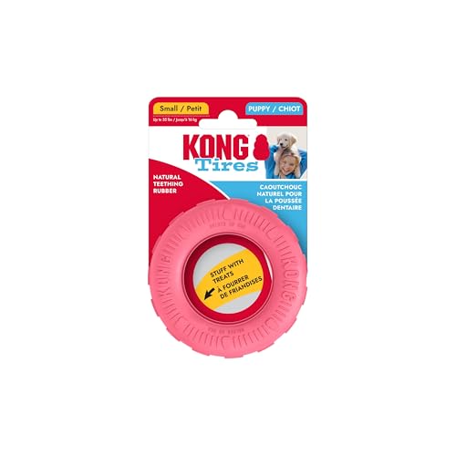 KONG Puppy Tires, Natural Rubber Teething Toy, for Small Puppies, Pink - color: Pink, size: Small (Pack of 1)