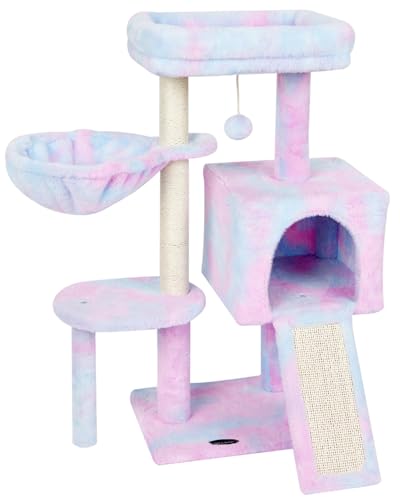 Cute Cat Tree Kitten Cat Tower Condo Furniture Scratching Posts Hammock - color: Rainbow