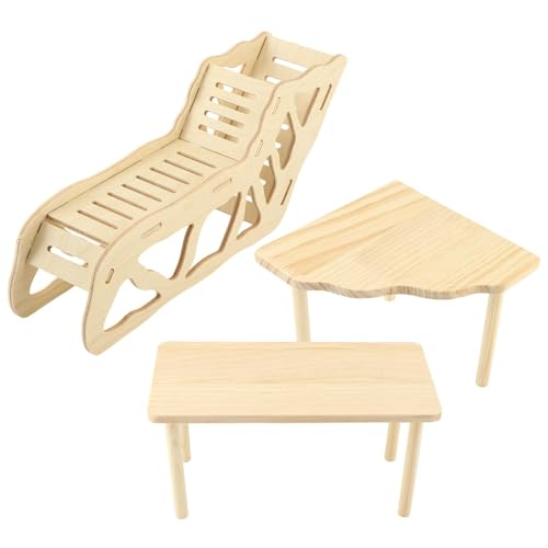 3 Pack Wooden Hamster Play Platform, 3-in-1 Natural Small Pet Playground