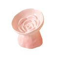 Elevated Ceramic Cat Bowl, Tilted Slow Feeder Pet Dish with Gradient Color Coating, 3.3 Ounces Capacity, Anti-Gulping Design with Rose Bouquet Design (Gradient Pink) - color: Gradient Pink