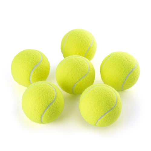 PHOEPET 6-Pack Tennis Balls for Beginner Training Practice- Bulk Dog Balls - color: Yellow - 6 Pack, size: Medium 2.5"- 6 Pack