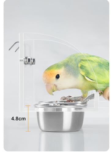 Bird Cage Seed Catcher Feeder with Perch Anti-Slip Stand, Parrot Food Bowl - size: S