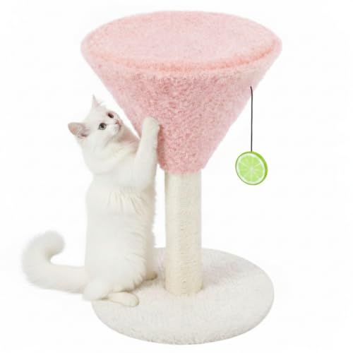 Sosation Pink Martini Cat Scratching Post 19.7" H with Dangling Ball - color: Pink
